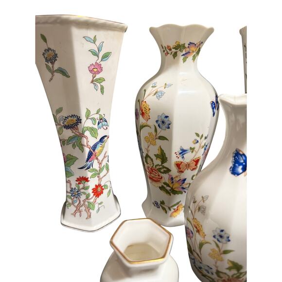 9 Pieces of Ainsley Bone China - Vases - Pembroke, Cottage Garden, Wild Tudor - Picture 7 of 16